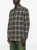 Off White Spray Arr Check Flan Padd Ove Dark Grey