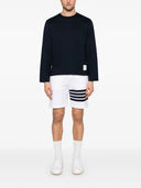 Thom Browne Oversized Long Sleeve Tee W/ Rwb Knit Trim In Medium Weight Jersey