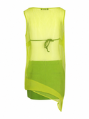 La Rose La Rose Green Silk Long Dress With Rouches