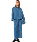 Max Mara Weekend Onore White Blue Striped Shirt