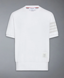 Thom Browne Garment Dyed Short Sleeve Rib Cuff Tee In Med Weight Jersey W/ Overdyed 4 Bar