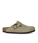 Zoccolo Birkenstock Boston in pelle scamosciata color talpa