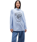 Camicia Ganni Flowers azzurra