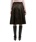 Ganni Brauner Nylon-Midirock