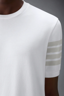 Thom Browne Garment Dyed Short Sleeve Rib Cuff Tee In Med Weight Jersey W/ Overdyed 4 Bar