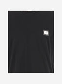 Dolce & Gabbana Cotton Jersey T Shirt With Logo Plaque