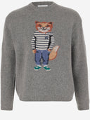 Maison Kitsune 'Wool Blend Sweater med klædt rævmønster