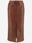 Chloè Glossy Leather Midi Skirt