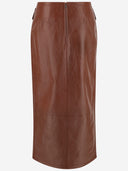Chloè Glossy Leather Midi Skirt