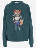 Maison Kitsune' Wool Blend Sweater With Dressed Fox Pattern
