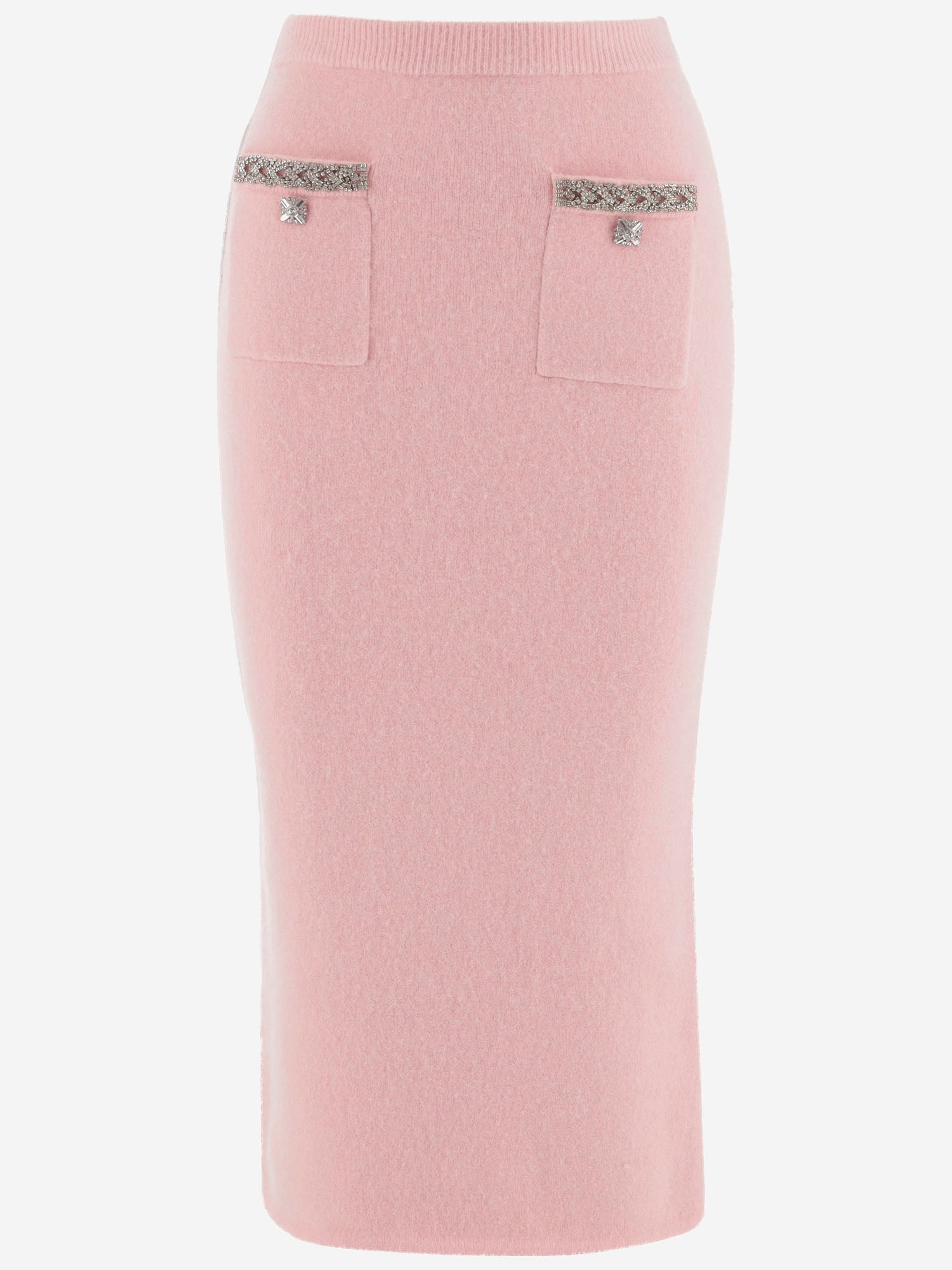 Self Portrait Viscose Blend Knit Midi Skirt