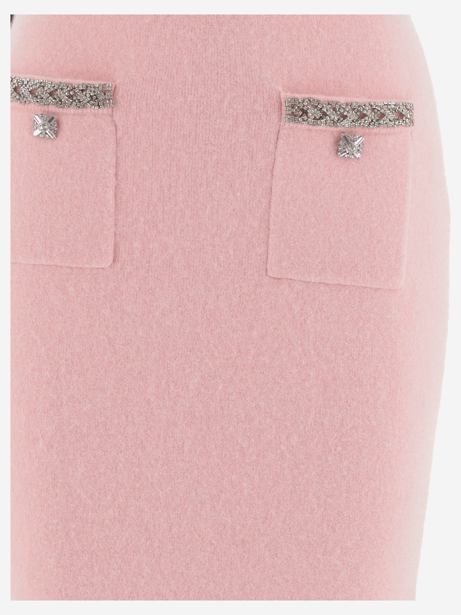 Self Portrait Viscose Blend Knit Midi Skirt