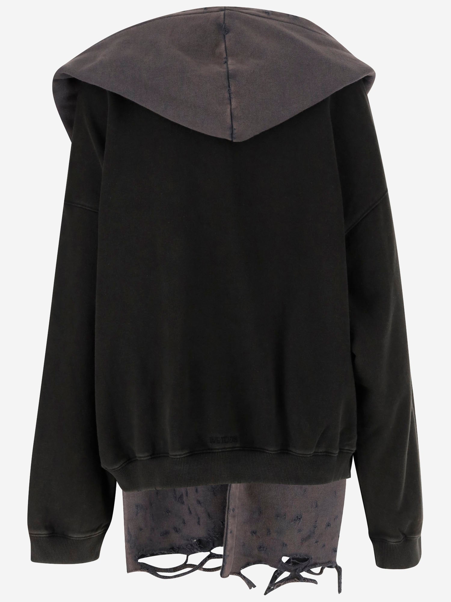 We11 Done Cotton Distressed Muffler Sweatshirt
