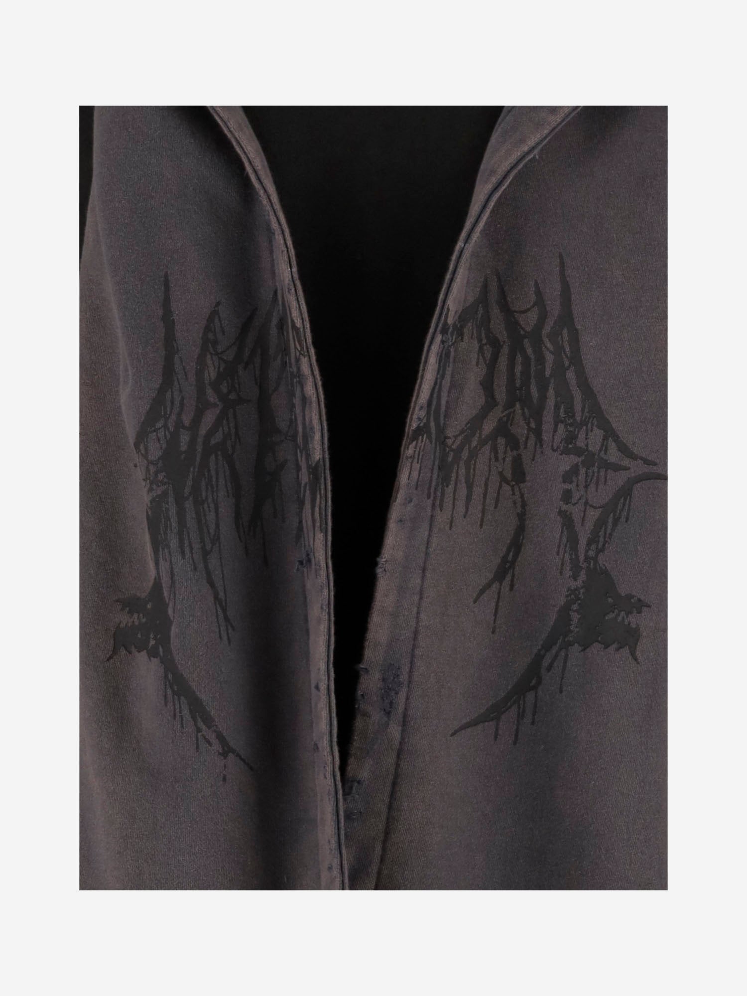 We11 Done Cotton Distressed Muffler Sweatshirt