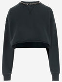 Golden Gans kurzes Baumwoll -Sweatshirt mit Dekoration