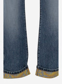 Versace Stretch Cotton Denim Jeans With Baroque Pattern