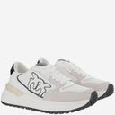 Pinko Leather And Mesh Sneakers With Logo