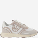 Pinko Technical Fabric And Leather Sneakers With Logo