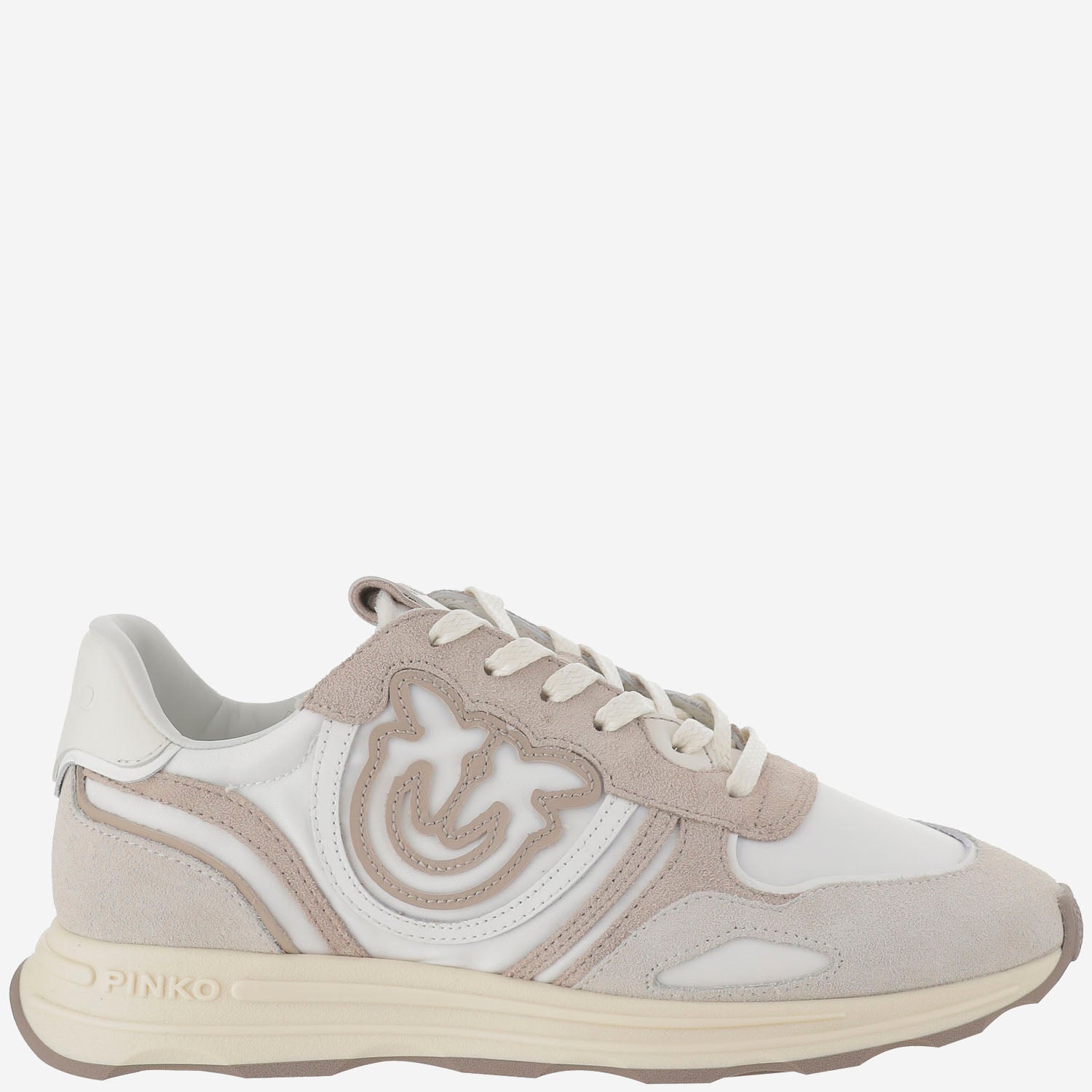 Pinko Technical Fabric And Leather Sneakers With Logo