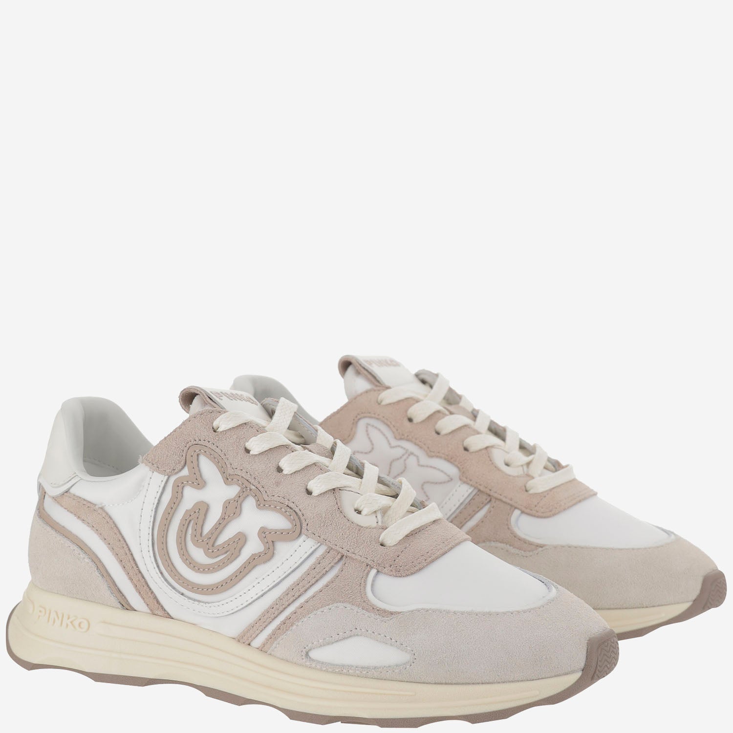 Pinko Technical Fabric And Leather Sneakers With Logo