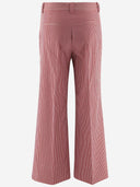 Ql2 Cotton Blend Pants With Striped Pattern