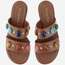 Gianvito Rossi Flat Leather Sandals With Stones