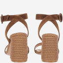 Gianvito Rossi Suede And Raffia Sandals