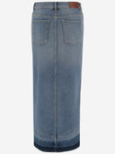 Pinko Long Cotton Denim Skirt