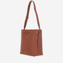 Borsa a tracolla in pelle rosa con logo