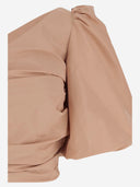 Pinko One Shoulder Short Top In Taffeta