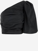 Pinko One Shoulder Short Top In Taffeta