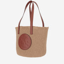 Chloè Large Horse Medal Bag z naturalnymi włókienami