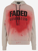 44 Etikettgruppen bleknade gen bomullsweatshirt med tryck