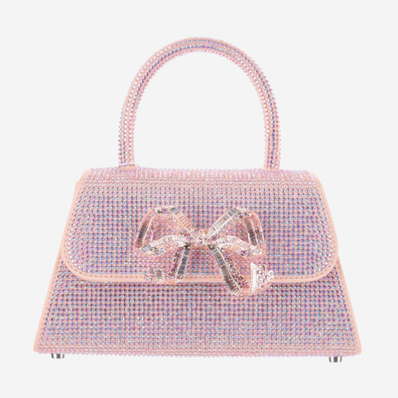 Zelfportret satijnen boog handtas met strass