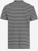 Black Score Cotton T Shirt With Print And Striped Pattern