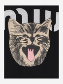 Black Score Cotton T Shirt With Print