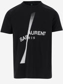 Black Score Cotton T Shirt With Print