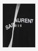 Black Score Cotton T Shirt With Print