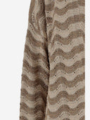 Color Market Viscose Blend Open Front Cardigan con patrón ondulado