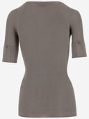 Sa Su Phi Silk Top With Short Ribbed Sleeves