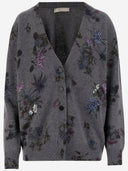 Blumarine Wool Blend Cardigan With Rhinestones