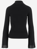 Blumarine High Neck Sweater With Flared Sleeves