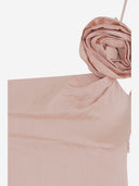 Blumarine Crinkled Satin Dress With 3 D Rose