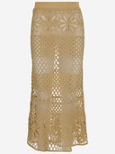 Pinko Long Skirt Made Of Viscose Blend With Patterned Crochet Effect