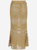 Pinko Long Skirt Made Of Viscose Blend With Patterned Crochet Effect