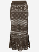 Pinko Long Skirt Made Of Viscose Blend With Patterned Crochet Effect