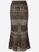 Pinko Long Skirt Made Of Viscose Blend With Patterned Crochet Effect