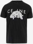Black Score Cotton T Shirt With Print