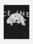Black Score Cotton T Shirt With Print