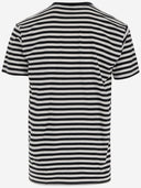 Black Score Cotton T Shirt With Striped Pattern